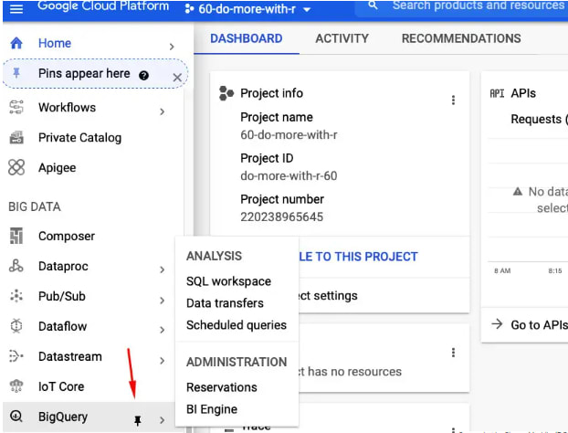 Google Cloud Platform - Pin BigQuery